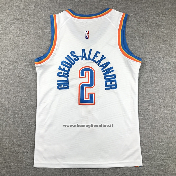 Maglia Bambino Oklahoma City Thunder Shai Gilgeous-Alexander #2 Association Bianco